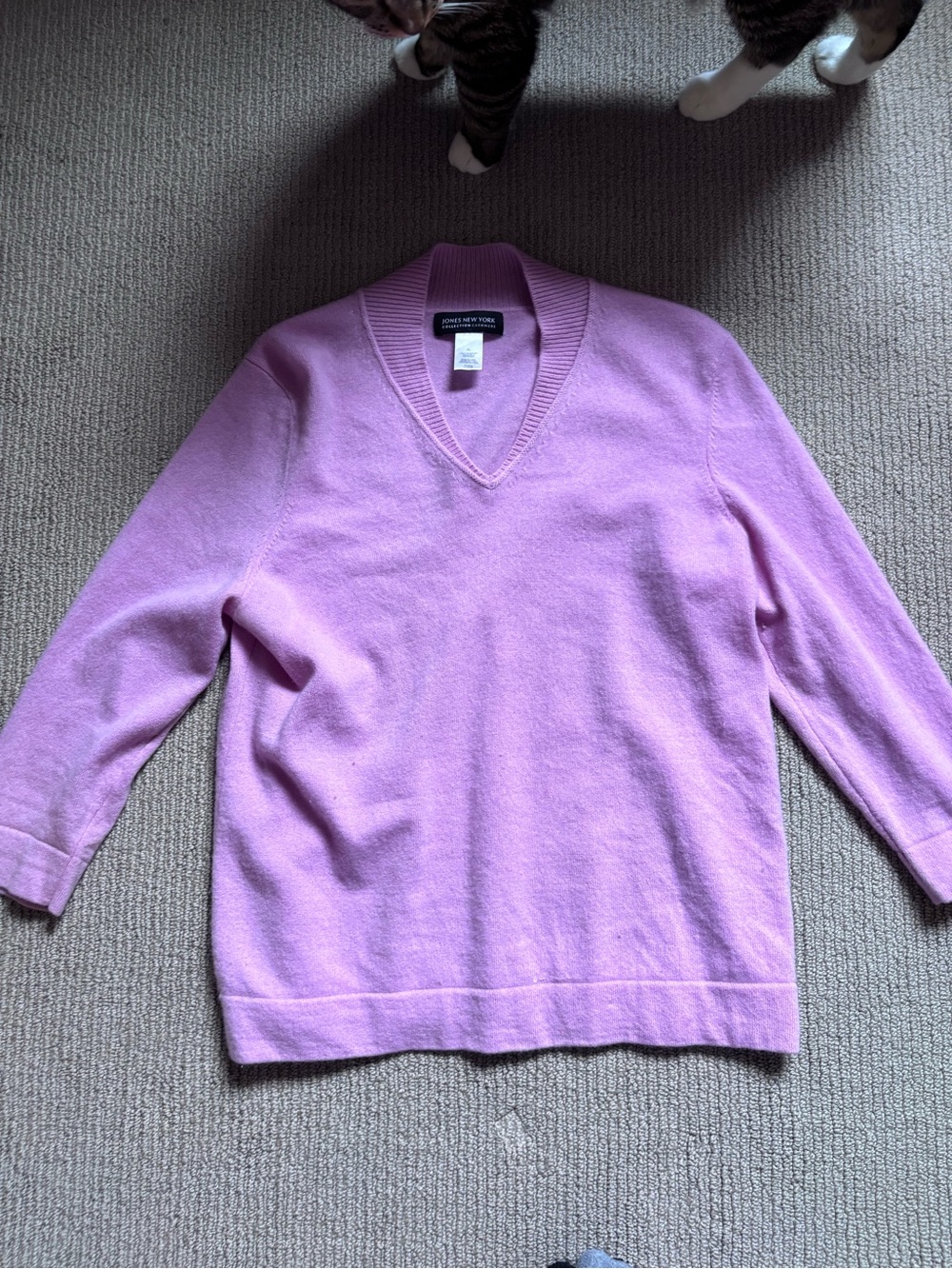 Jones New York Pastel Purple V-Neck Sweater